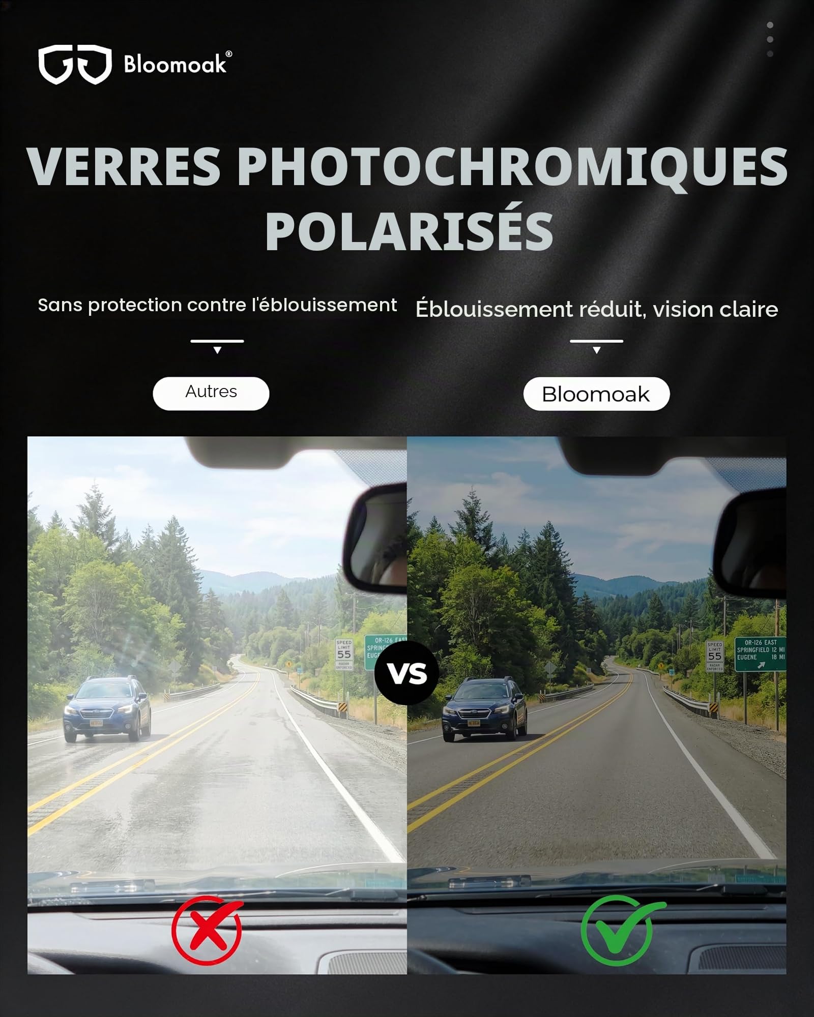 Bloomoak Lunettes de Conduite de Nuit Produit de Designer Verres polarisés pour - TAC Lentille - Apte UV400/la pêche/pour la Protection Anti-éblouissement/Sport Protection des/Réduction de Risque
