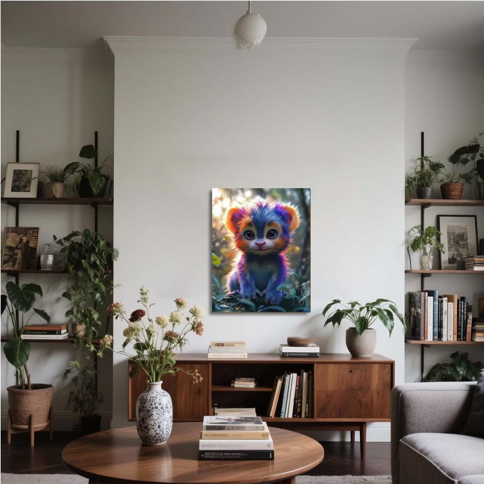 Malen Nach Zahlen Erwachsene mit Rahmen Tier Malen Nach Zahlen, DIY Basteln Erwachsene Niedlich Leinwand Bilder, Paint by Numbers Handgemalt Ölgemälde Kit, für Deko Wohnzimmer Geschenke 60x80cm 6-7100