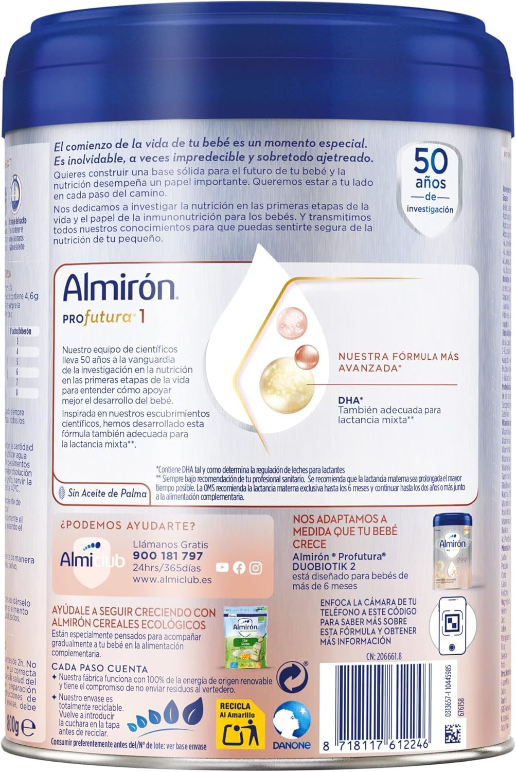 Almirón Profutura 1 Leche de Inicio en Polvo, a partir del Primer Día, 800 g (Paquete de 4)