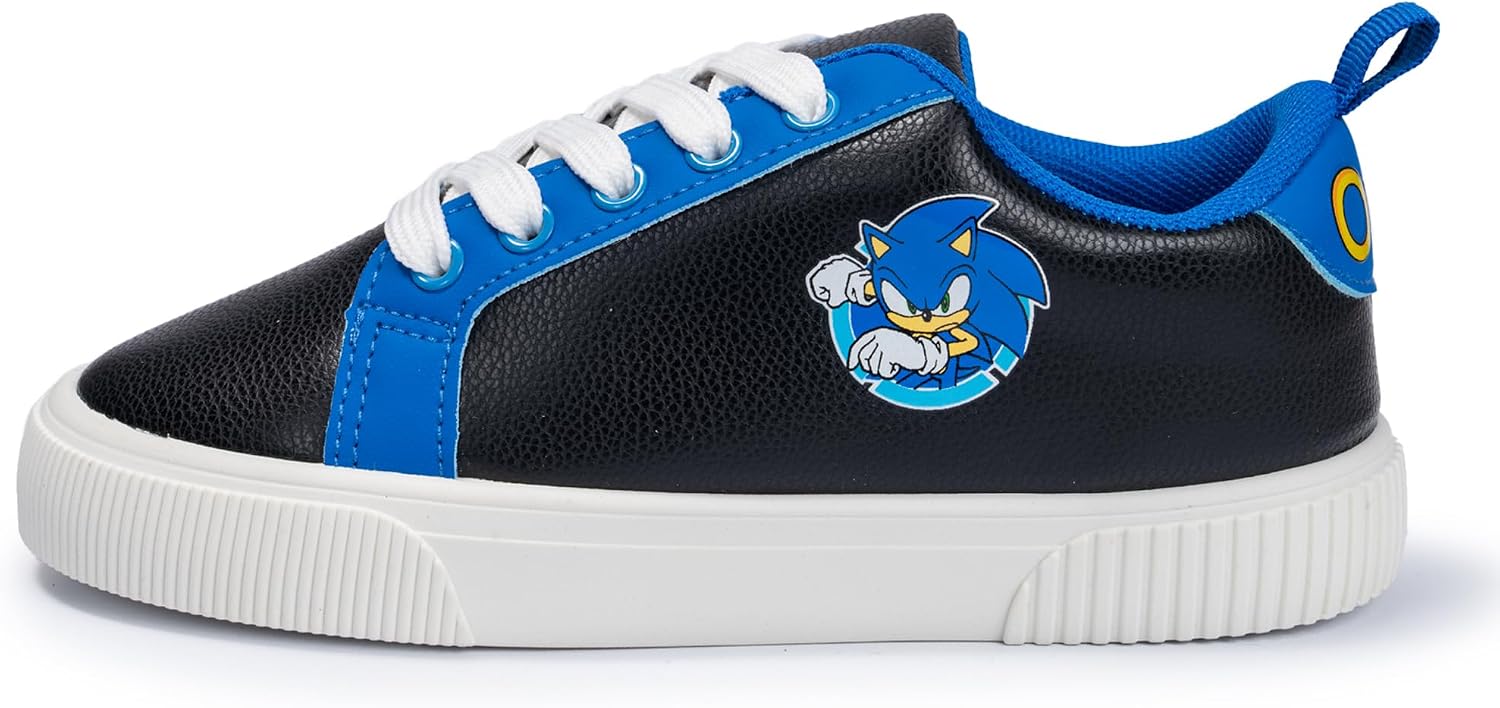 Sonic The Hedgehog Boys Court Sneakers, Black, Lace-Up, Casual