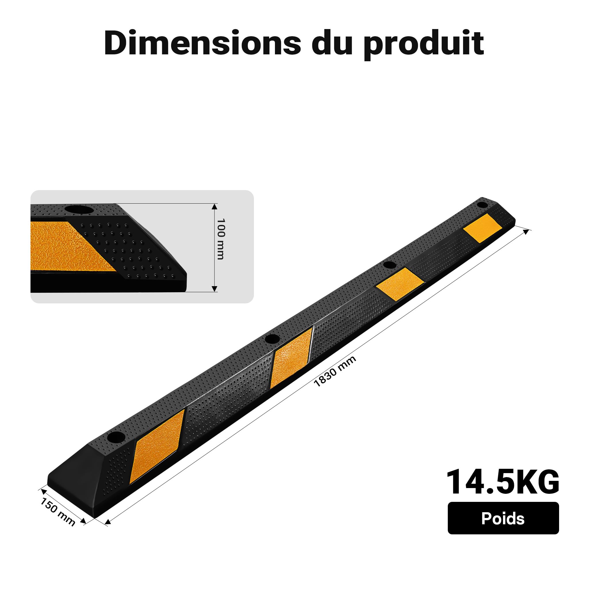 Wiltec wielstopper 183 x 15 x 10 cm, rubberen parkeerhulp, varkensrug met gele reflecterende strips & schroefgroeven, parkeerplaatsafzetting voor garage en parkeerplaatsen, parkeerhulp voor parkeervak Wiltec wielstopper 183 x 15 x 10 cm, rubberen parkeerhulp, varkensrug met gele reflecterende strips & schroefgroeven, parkeerplaatsafzetting voor garage en parkeerplaatsen, parkeerhulp voor parkeervak