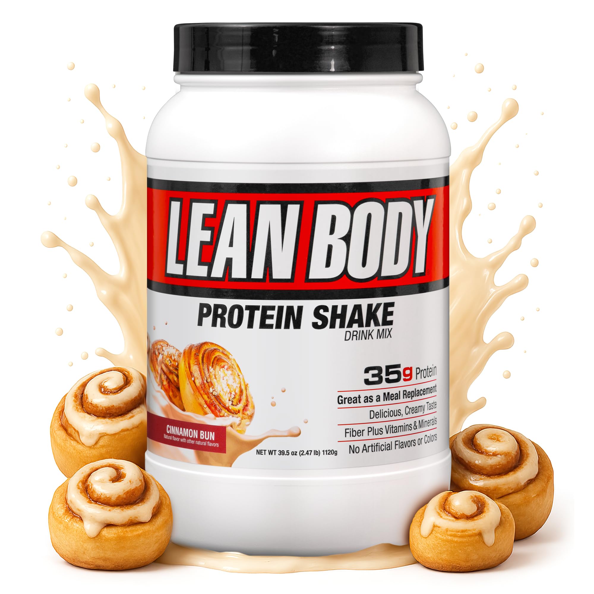 Nutrition Lean Body Hi-Protein Meal Replacement Shake, Cinnamon Bun, 2.47 Pound Packaging May Vary