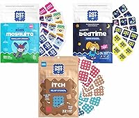 Vista 1 de NATPAT BuzzPatch (60 calcomanías de mosquitos) MagicPatch (32 parches de alivio de Itcah) y SleepyPatch (24 calcomanías para promover el sueño), sin