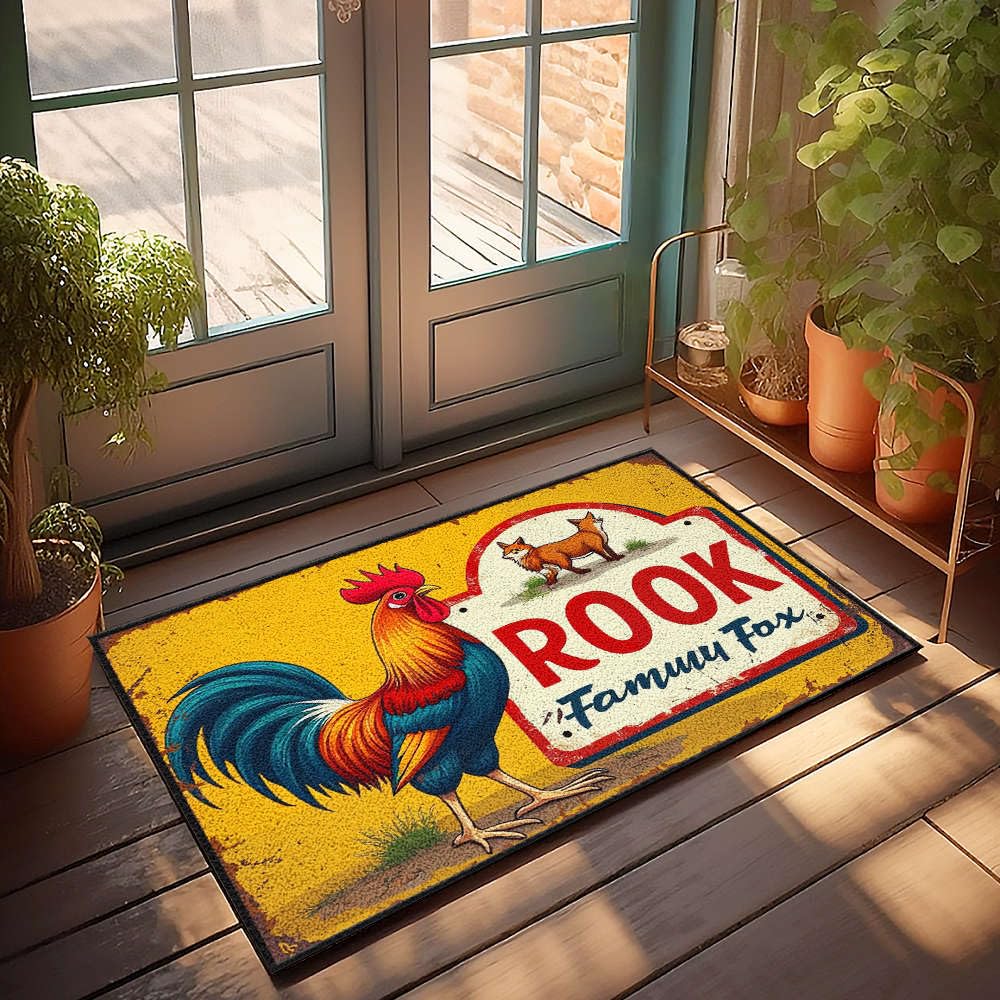 Tapis d'extérieur et d'intérieur Rook Family Fox Farm : le paillasson élégant de 65x90cm