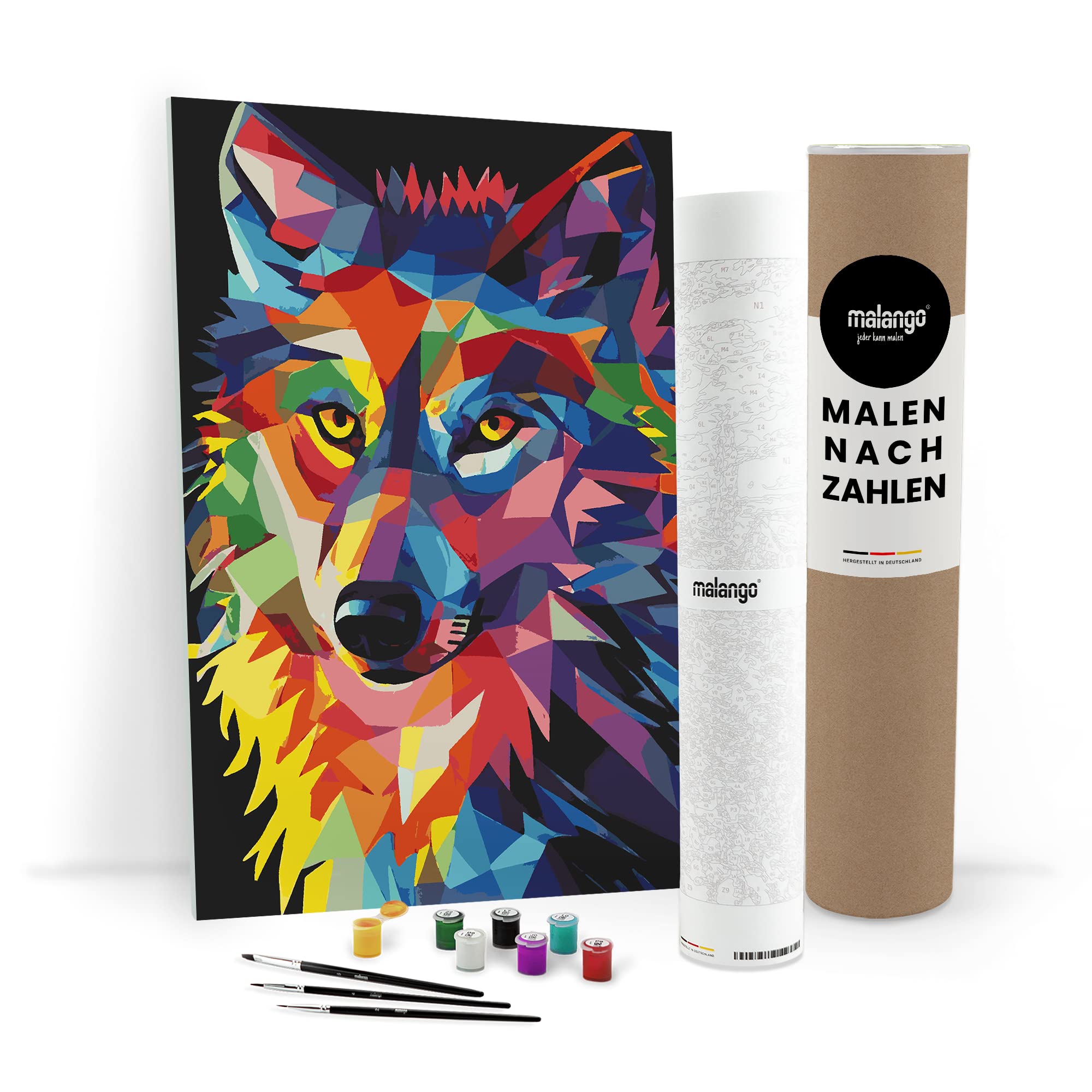 Malen nach Zahlen Erwachsene - Wolf Wolfgang 90 x 60 cm groß XL Premium-Malset ohne Rahmen, Hergestellt in unserer Produktion in Deutschland, Kreative