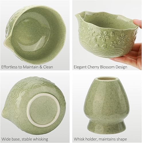 Miniatura 3 de Juego de batidores de matcha, 8 piezas con cuenco de cerámica japonés de matcha y kit de accesorios para ceremonia tradicional del té, uso doméstico