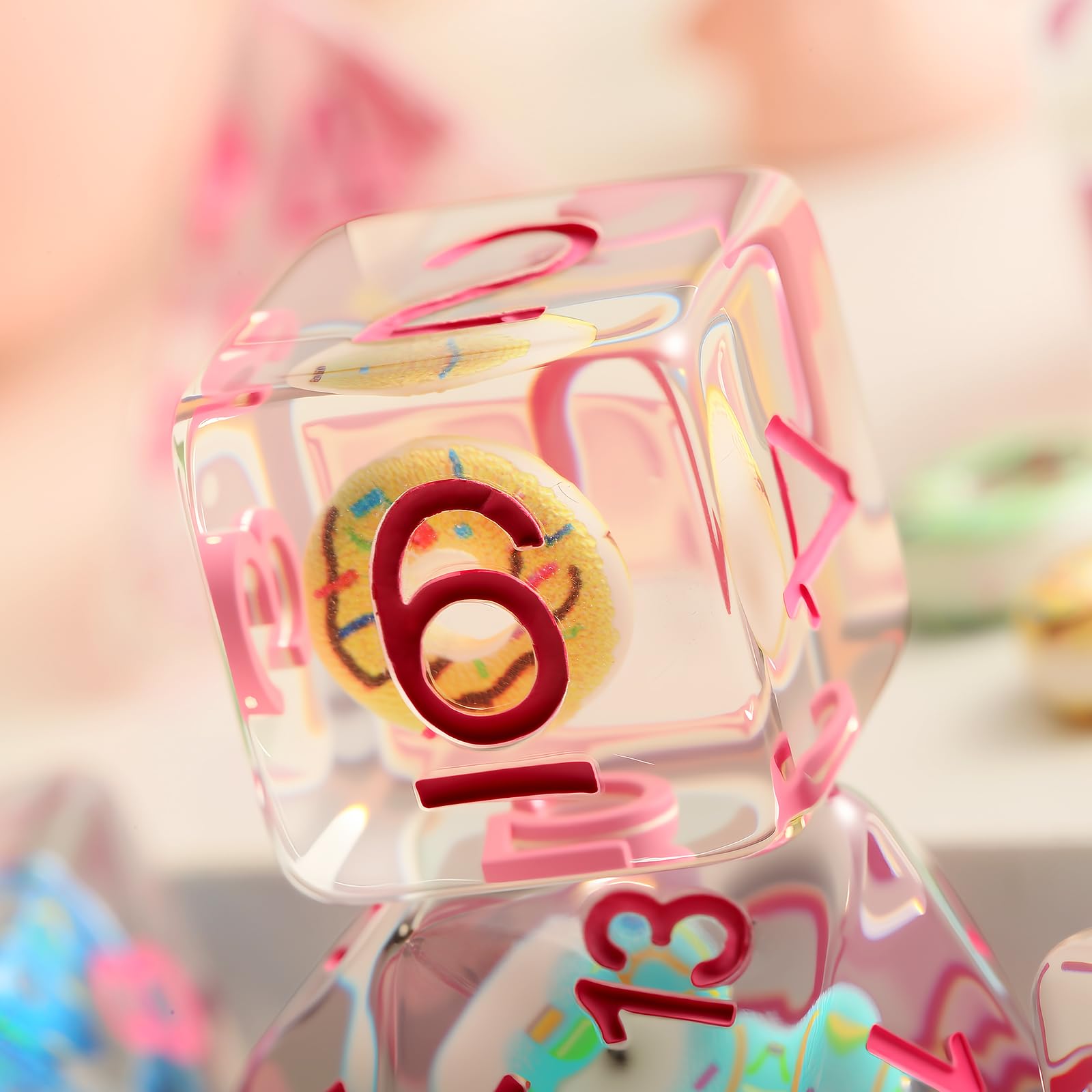 Sweet Donut DND Dice Set,DNDND 7PCS D&D Dice with Velvet Bag for Dungeons and Dragons Role Playing Games and Tabletop Games(Donut) - Image 3