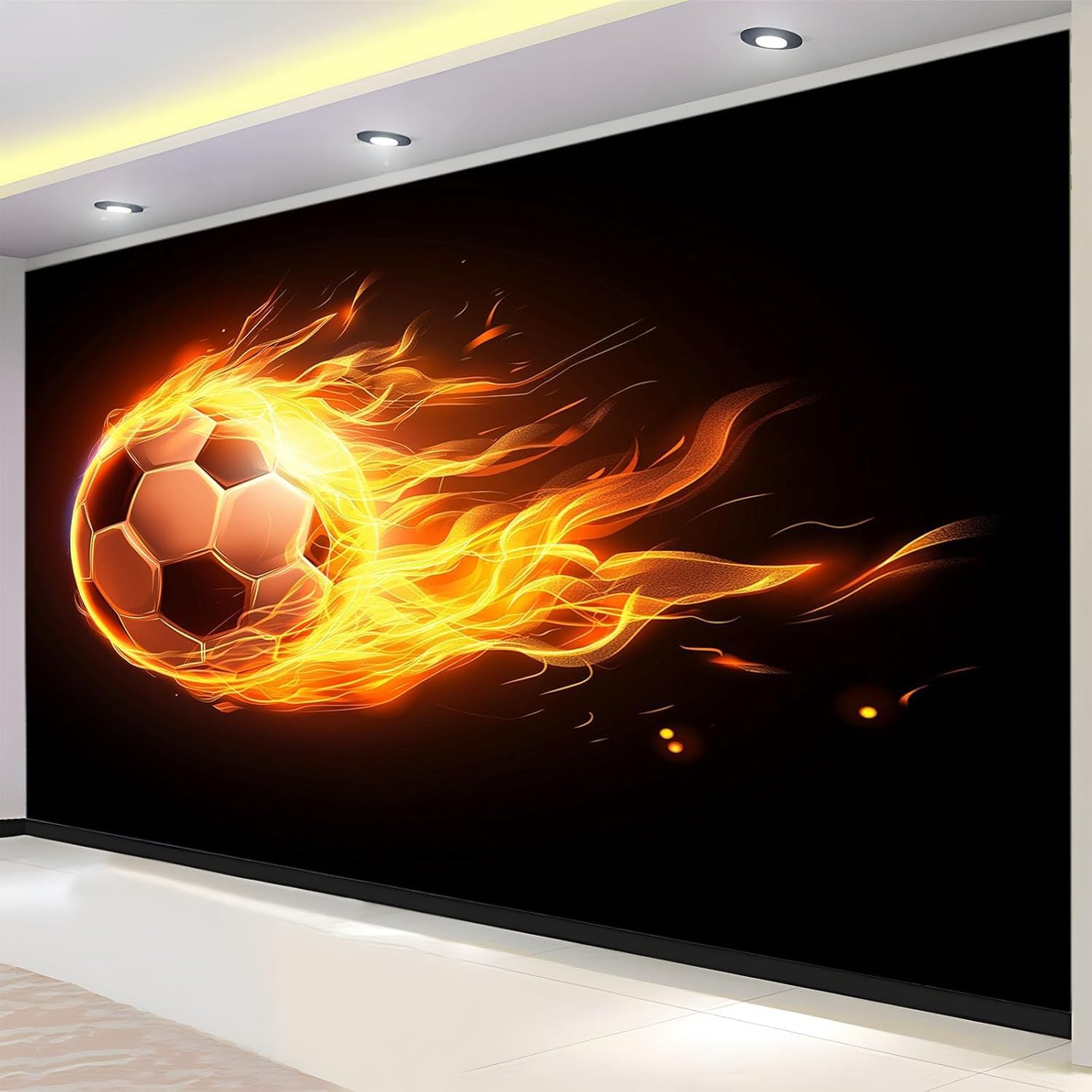 Fotomurale Ragazzo di Calcio Carta da Parati Fiamma 3D Fotomurali In Tessuto Non Tessuto 400x280 Decorazione Parete Camere da Letto Soggiorno Pareti Murale Poster Giganti a-10342