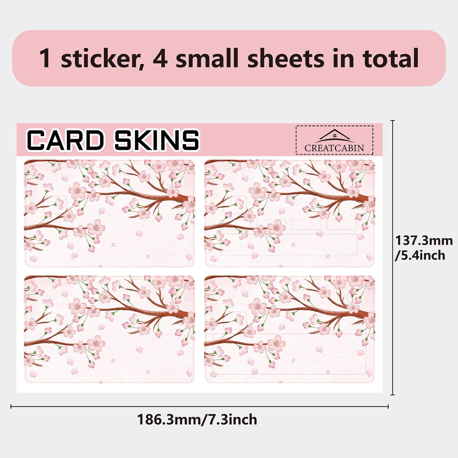 CREATCABIN Autocollants Carte Crédit Forme Fleur Cerisier