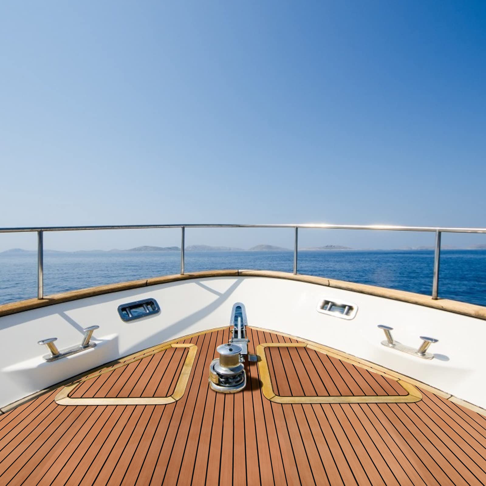 Eva Tapis de sol en teck, tapis de sol marin, imperméable, autocollant, antidérapant pour bateau, yacht, sol marin