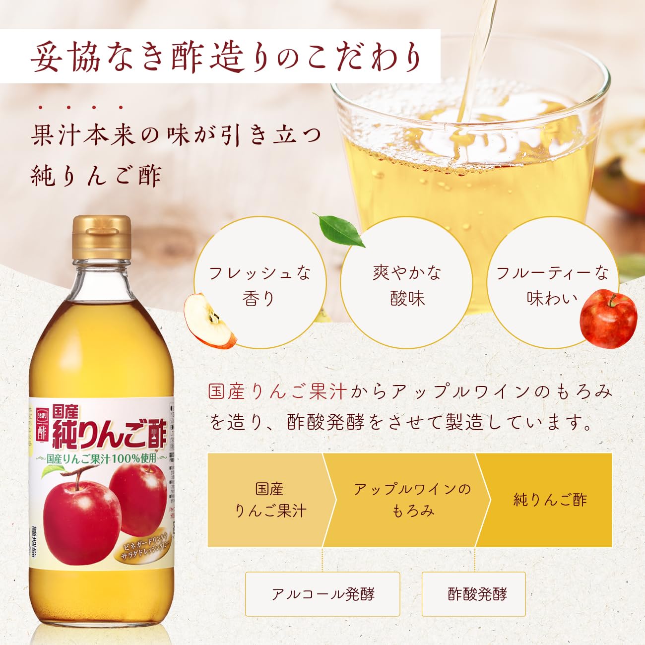 内堀醸造 純りんご酢 500mlサムネイル4