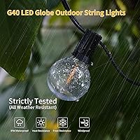 Vista 2 de Guirnalda de luces LED para exteriores de 40 pies, impermeable, G40, luces LED para exteriores para patio con 27 bombillas Edison vintage