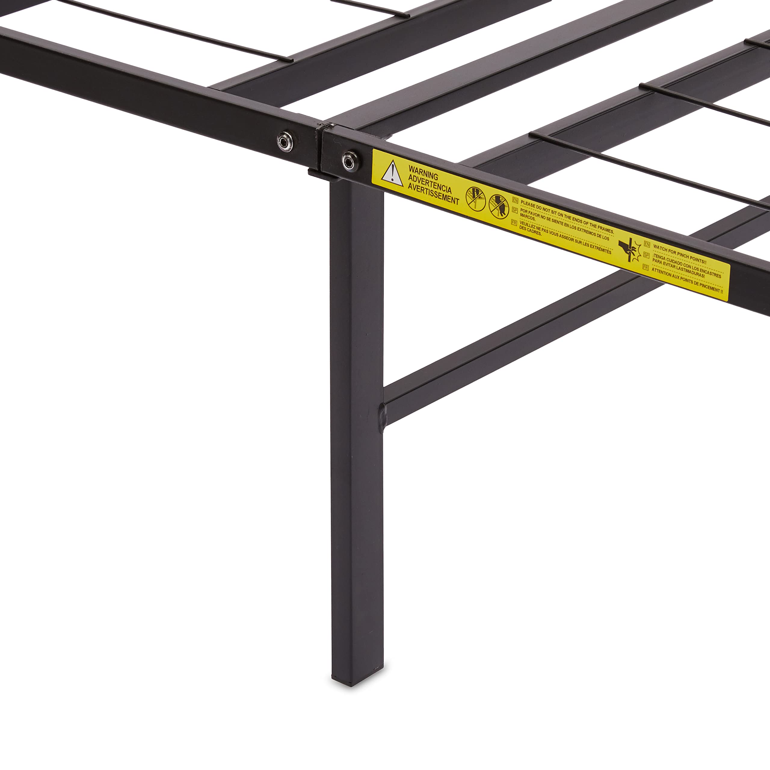 Amazon Basics Foldable, 14" Black Metal Platform Bed Frame with Tool