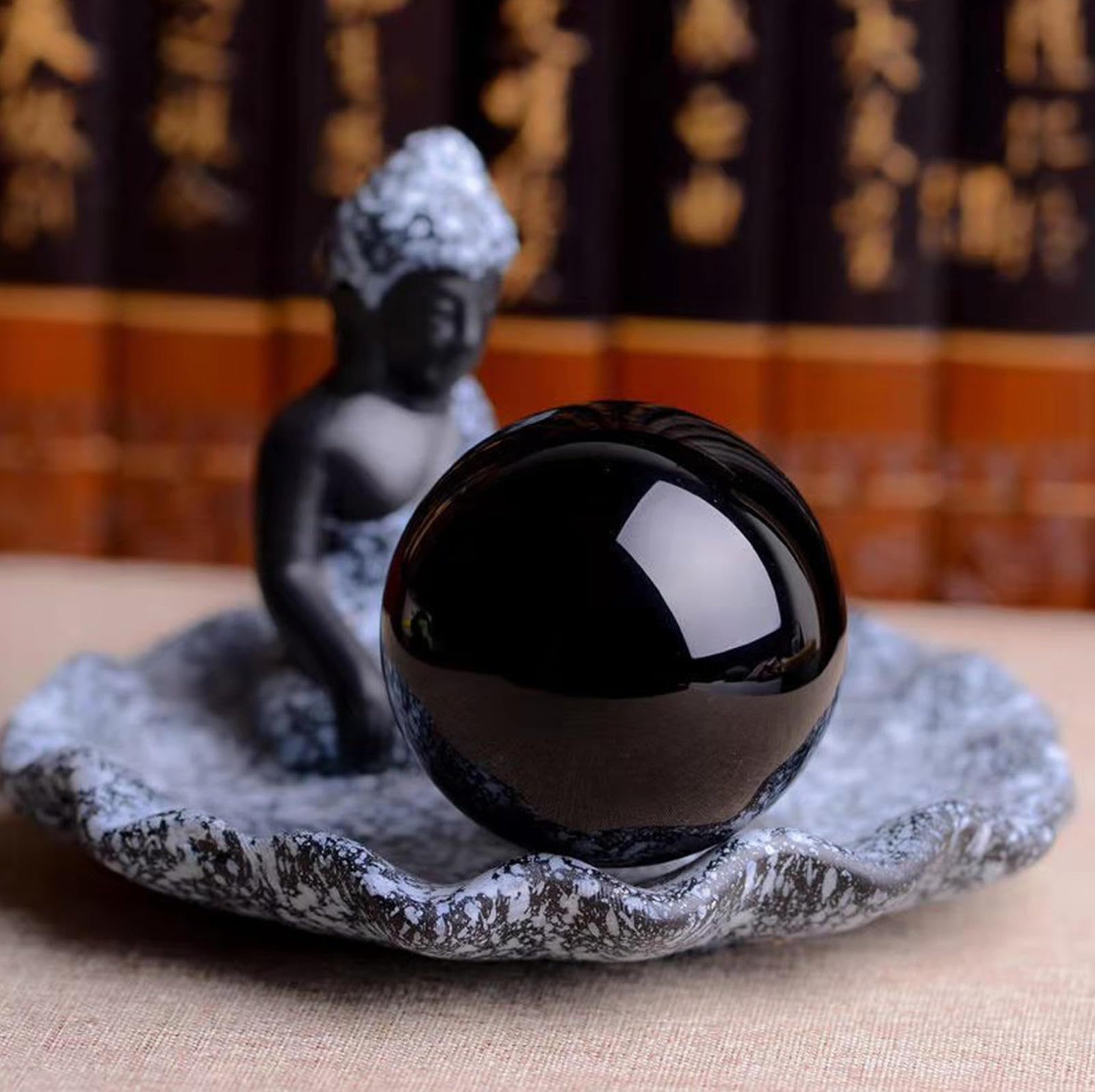 Ylquxeuv One Color Crystal Ball Obsidian Ornament Lucky Transfer Office Desktop Feng Shui Divination Home Decor Ornaments,Obsidian-3Cm