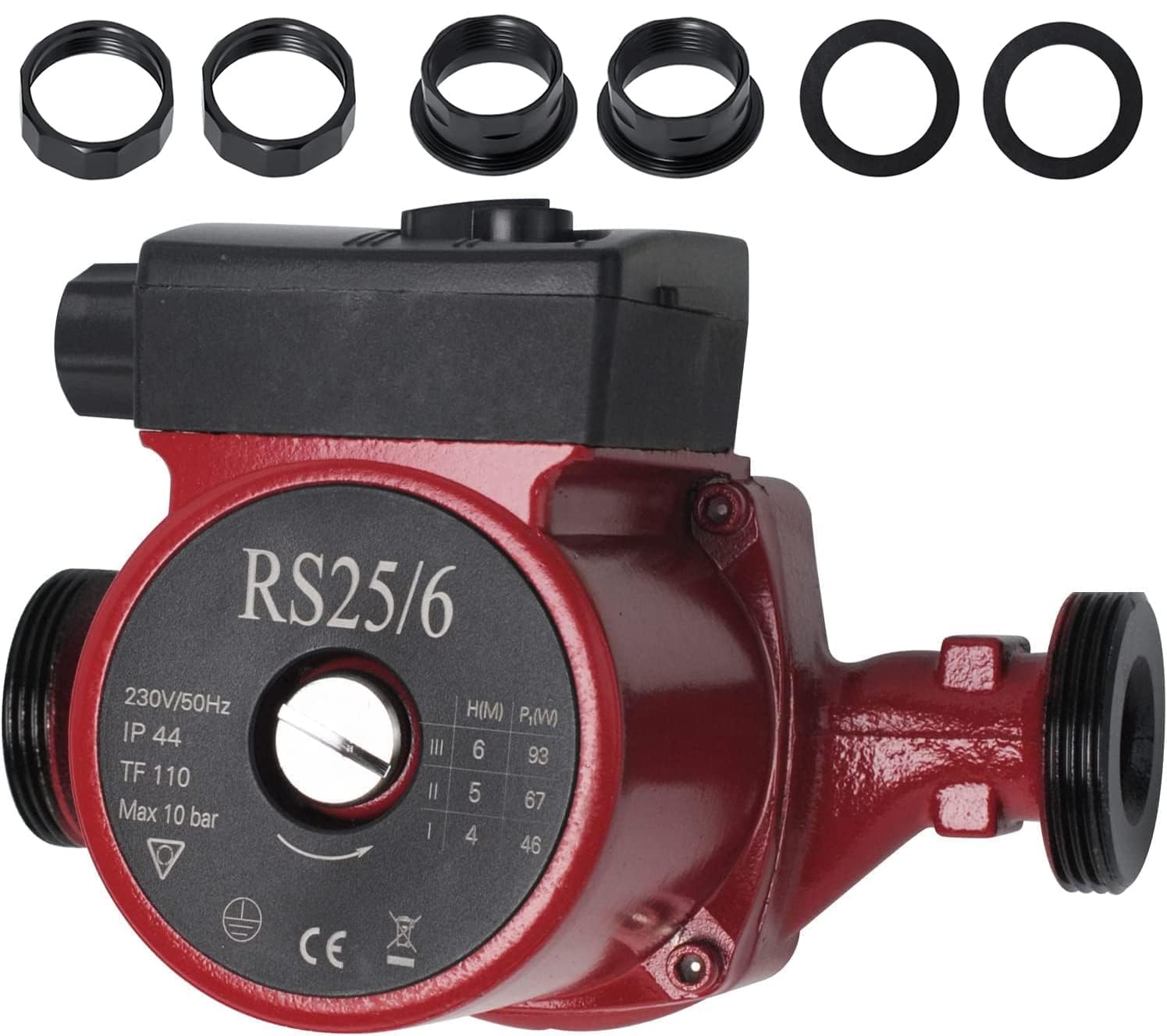 Pompa di Circolazione Dell'acqua Calda RS25 / 6-180, Pompa a Pressione per Circolatore Domestico Regolazione a Tre Velocità per Riscaldamento e Acqua Calda di Poweka