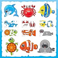 Vista 3 de Fulmoon Juego de 24 manualidades oceánicas para niños de 3 a 5 años, platos de papel de animales marinos, artes y manualidades, platos de papel
