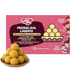 Kiddo Fuel Moong Dal A2 Ghee Laddoo| Sunnunda-250g | Jaggery Laddu | High Protein, Calcium & Iron | No Palm Oil, Refined Sugar & Preservatives | Energy Bar Replacement | Healthy Snack for tiffin or lunch box | Travel Friendly| 10g Protein, 210mg calcium & 8mg Iron
