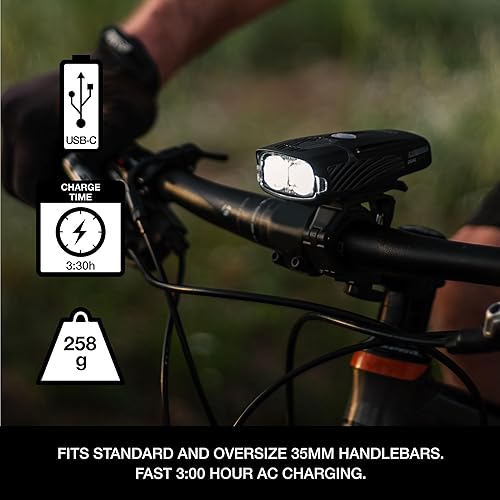 Miniatura 2 de NiteRider Lumina Dual 2000 Lumen USB-C recargable dual LED luz delantera para bicicleta  7 modos potentes lúmenes IP64 impermeable faro de bicicleta