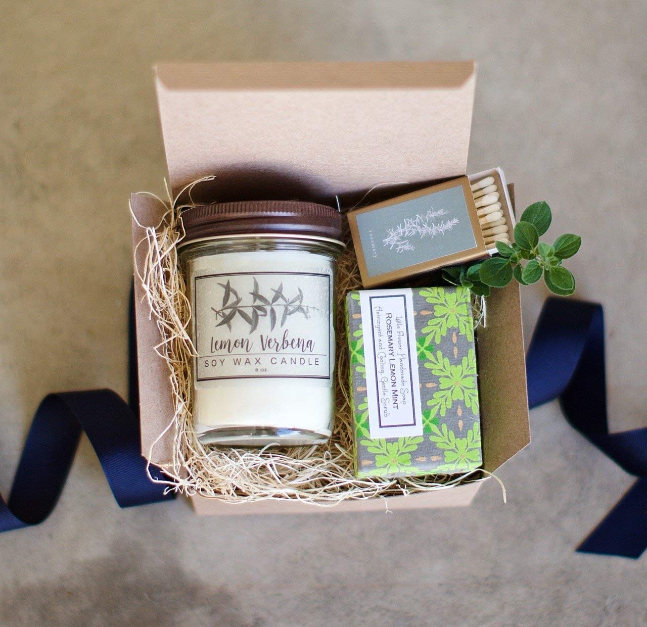 Soy Wax Lemon Verbena Candle gift set with Soap and Botanical Matchbook