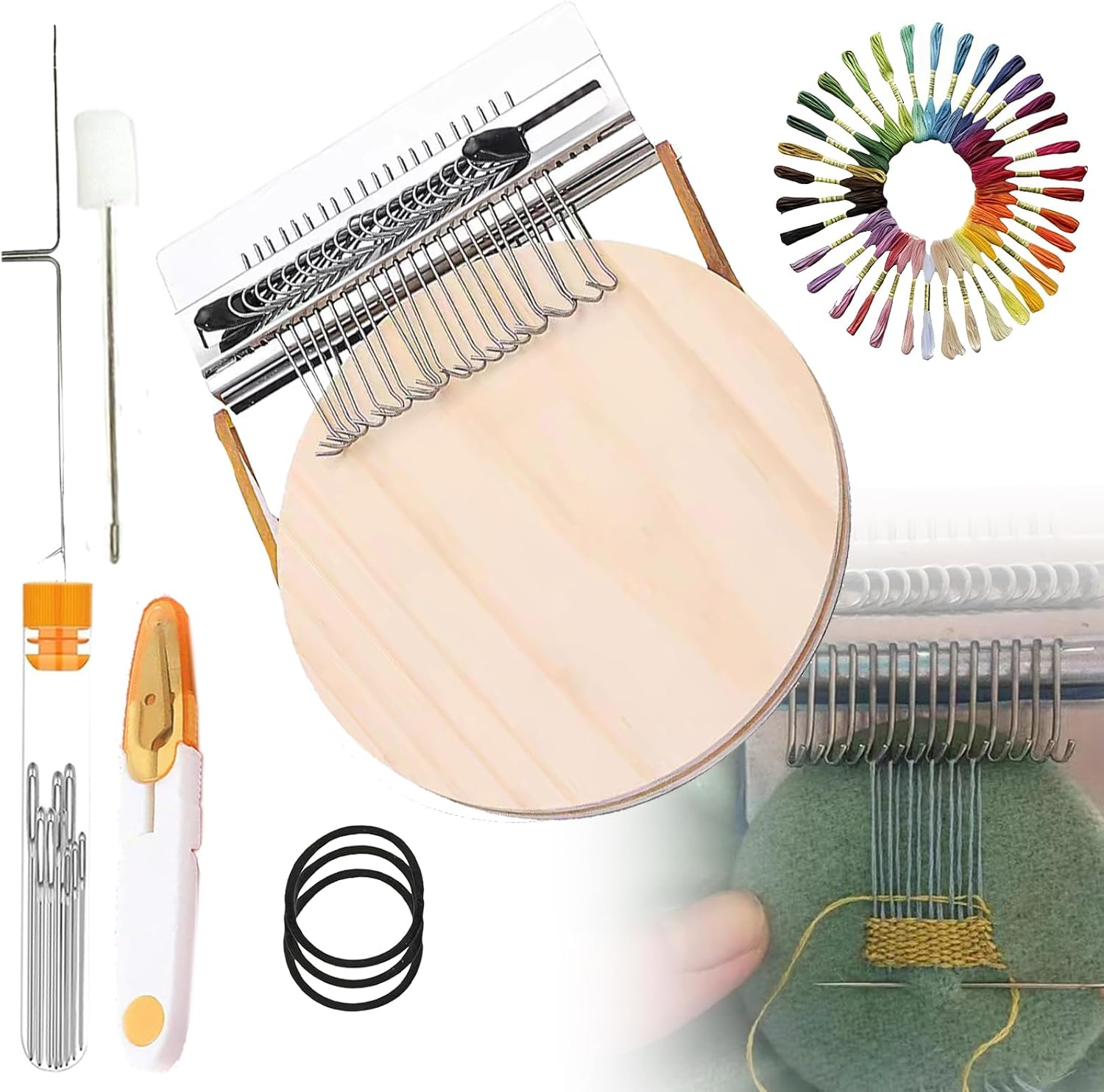 ficocon Patchmaker 2.0 Kit - Loom Knitting Kit for Beginners, Portable Patch Darning & Weaving Tool Set to Mend Holes, Worn Spots and Stains, DIY Clothes Repair Kit with Mini Looms (21 Needles)