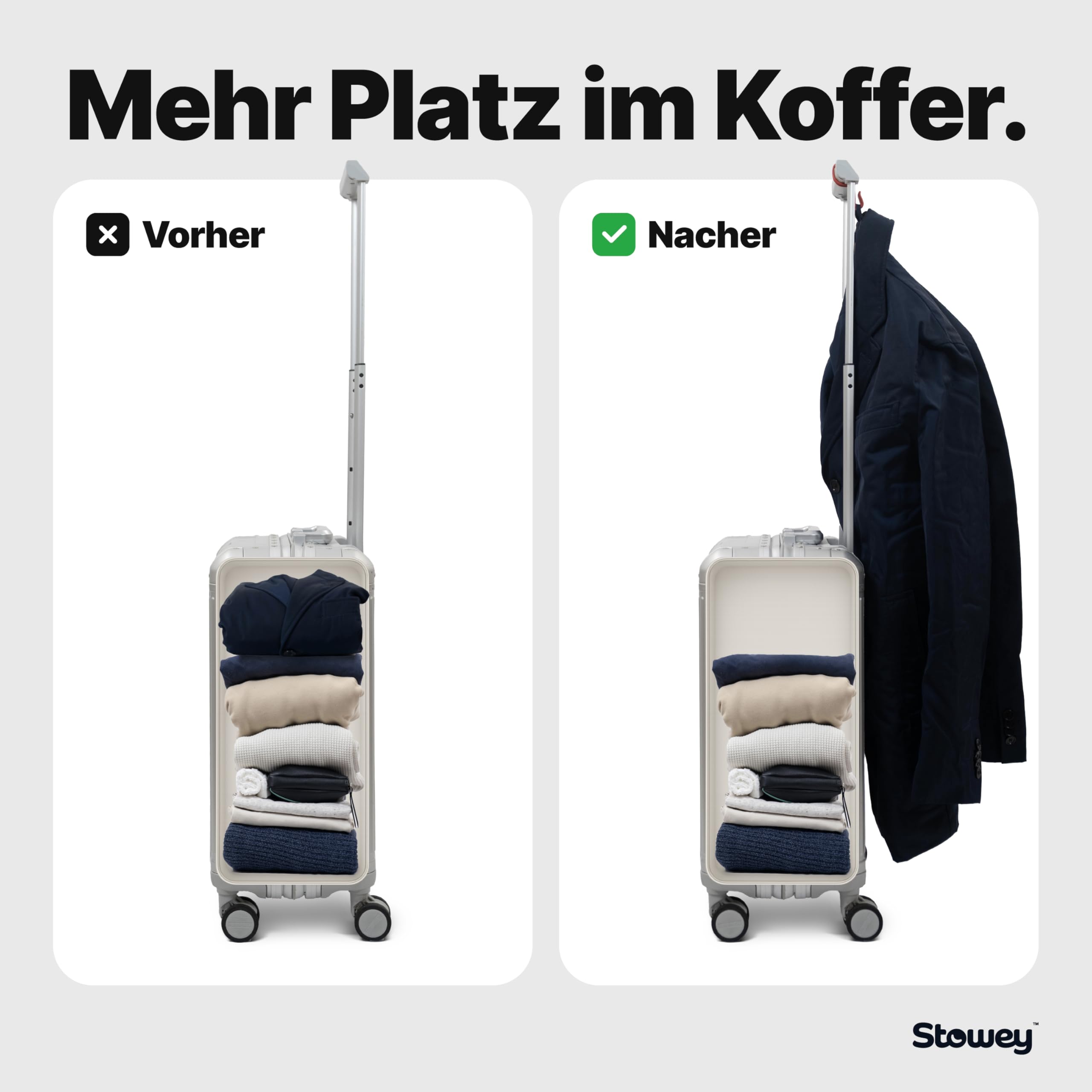 Travel Hook – Kofferhaken für Jacke, Tasche & mehr (2 Stk) Navy Blau | Gepäckhaken für jede Koffer Marke, Reise Haken halten 10kg, Business Reise Gadgets Männer & Nützliche Reisegadgets Frau