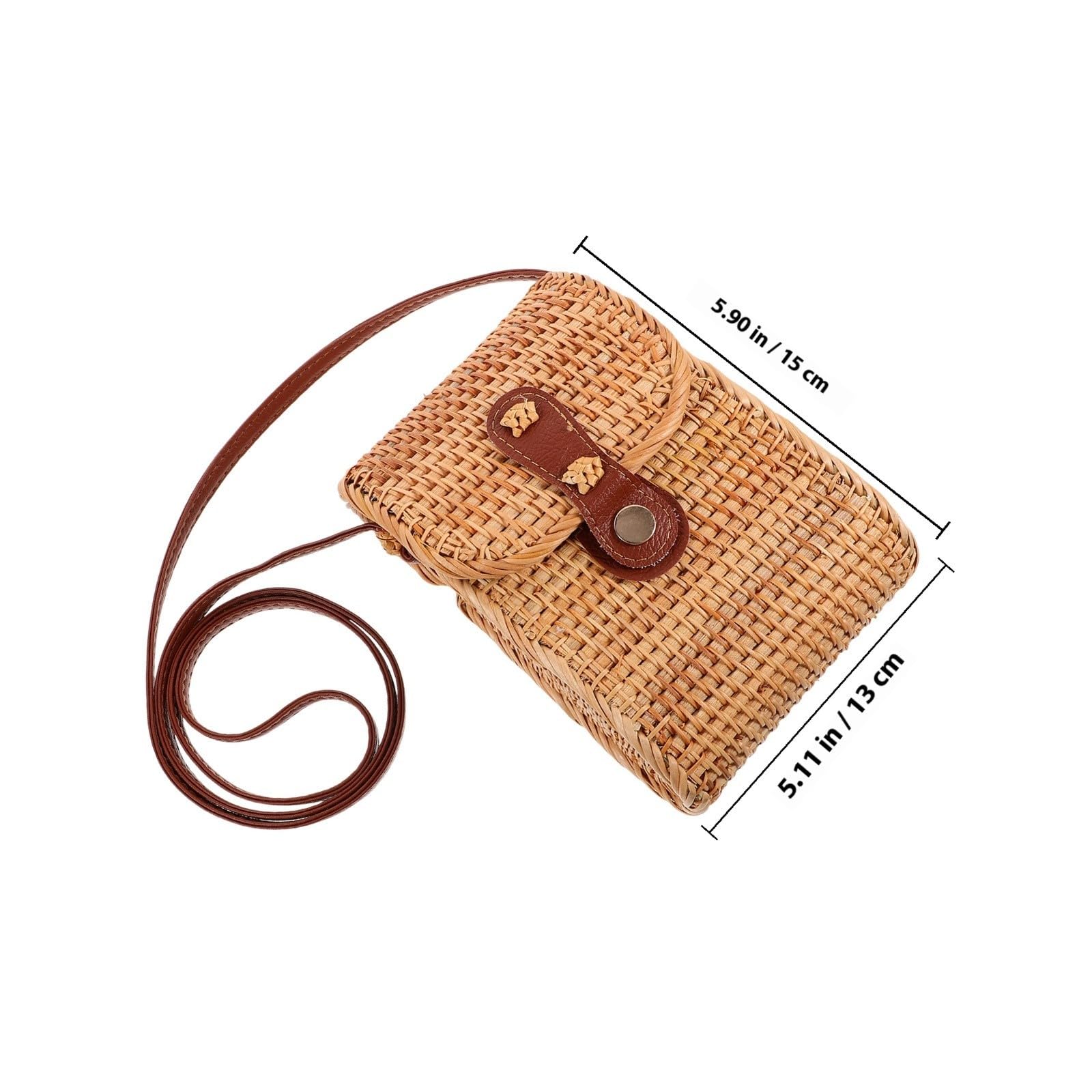 Bolso Bandolera de Ratán Tejido, Estilo Boho para Mujer Verano
