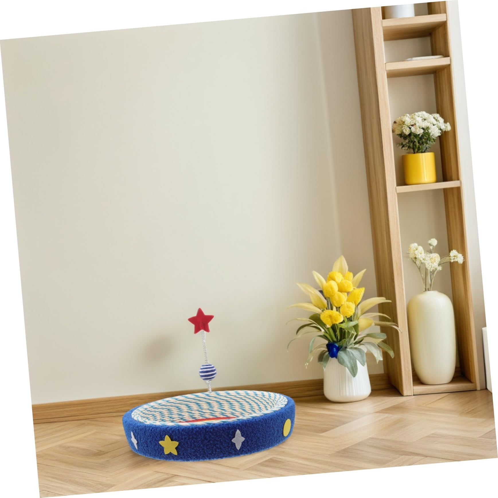 UPKOCH Tiragraffi Rotondo Per in Sisal Tappetino Palla Da Gioco e Lettino Integrato Adatto Spazi e Mobili Protetti
