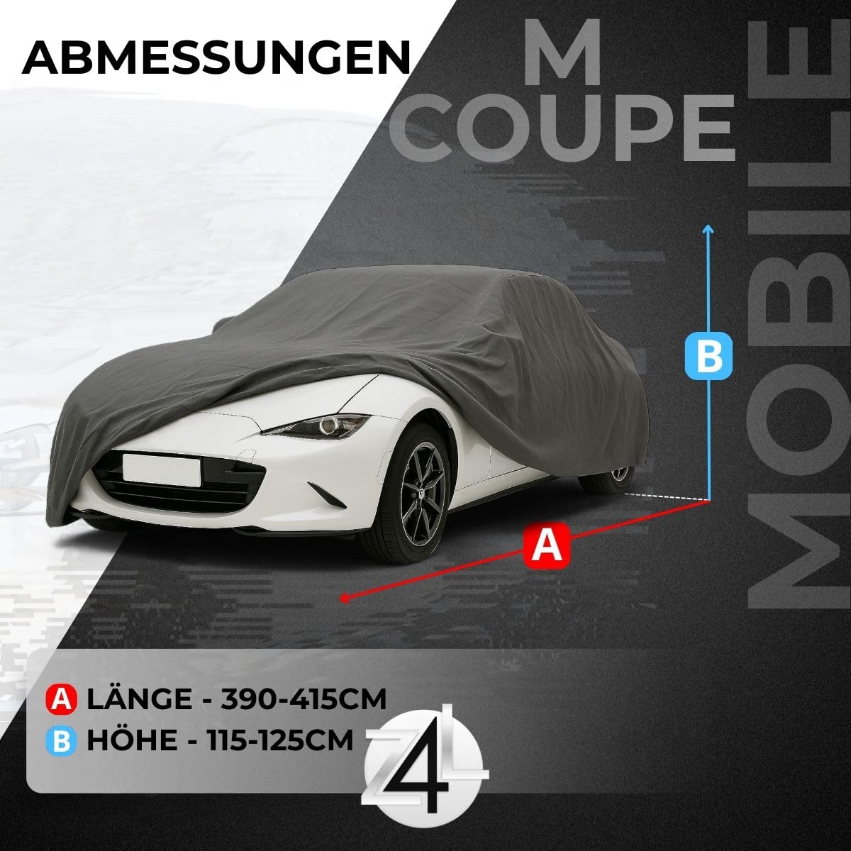 Z4L Premium Autoplane passend für MX-5 Bj. 1989- / 1998- / 2005- / 2015- atmungsaktiv 4-Schicht Outdoor Schutz