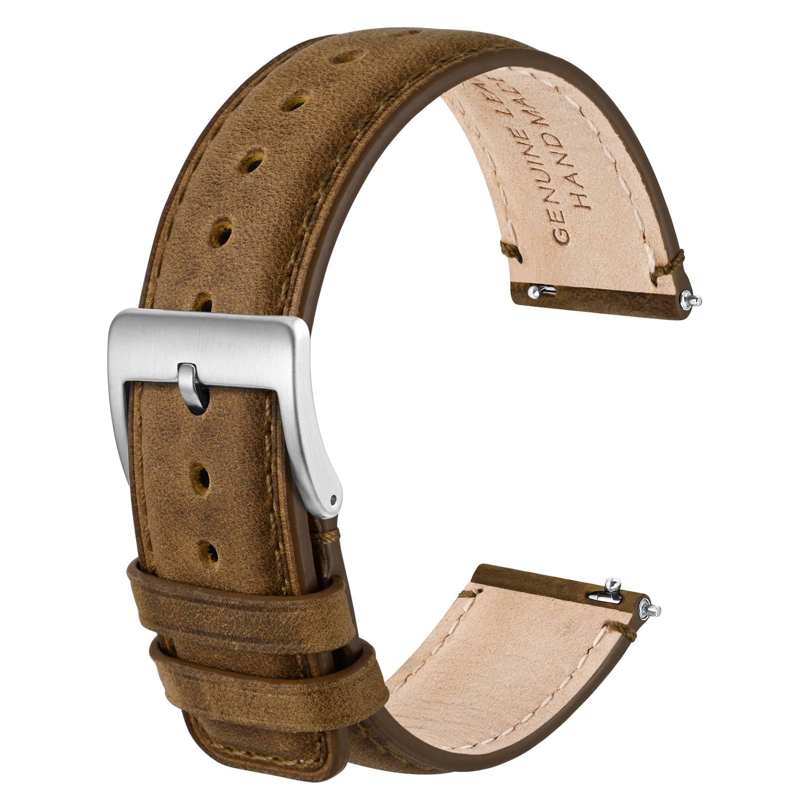 ANBEER Cinturino per orologio in vera pelle, cinturino a sgancio rapido con fibbia in acciaio inossidabile, misure disponibili 18mm,20mm,22mm,24mm