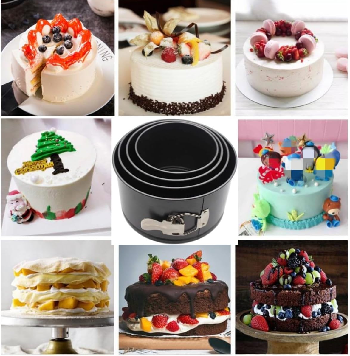 4pcs Cake Moulds Nonstick Springform Pan,with Removable Bottom Tall Round Cheesecake Pan Set Size of 10cm, 12cm, 14.5cm, 17cm