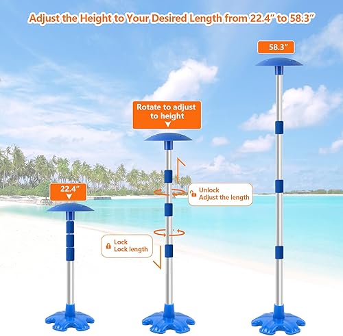 Miniatura 2 de Paquete de 2 postes de soporte para cubierta de barco con base de goma antideslizante pesada, sistema de soporte reforzado de cubierta de barco con