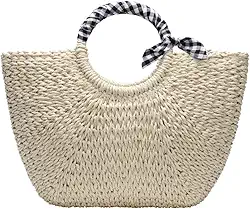 Bolsas de palha grandes para mulheres | Sacola de praia de viagem de palha M tecido bolsa de ombro feita à mão