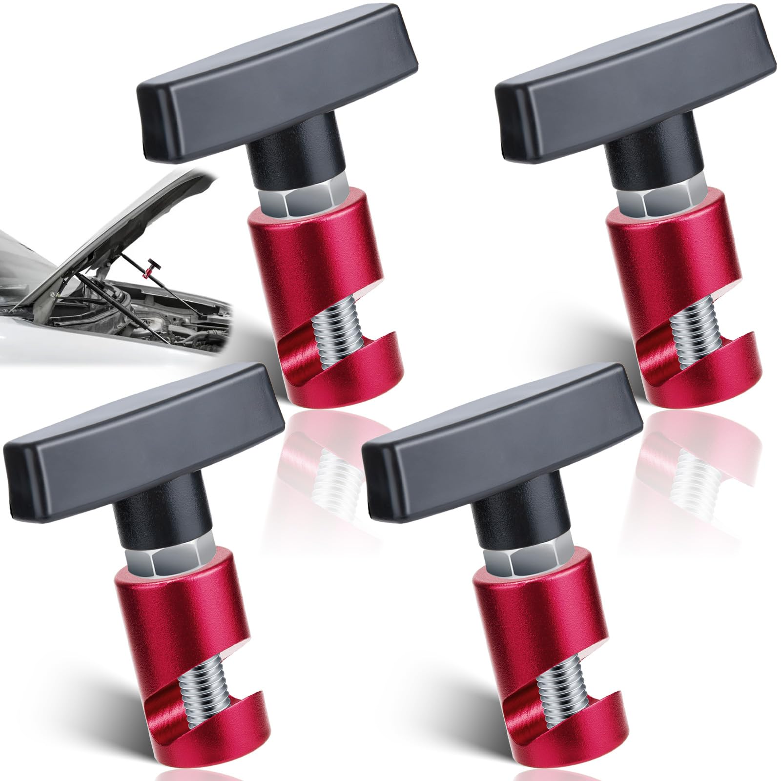 ecocstm 4 PCS Car Hood Prop Struts Clamp, Hood Strut Clamp, Car Hood Holder