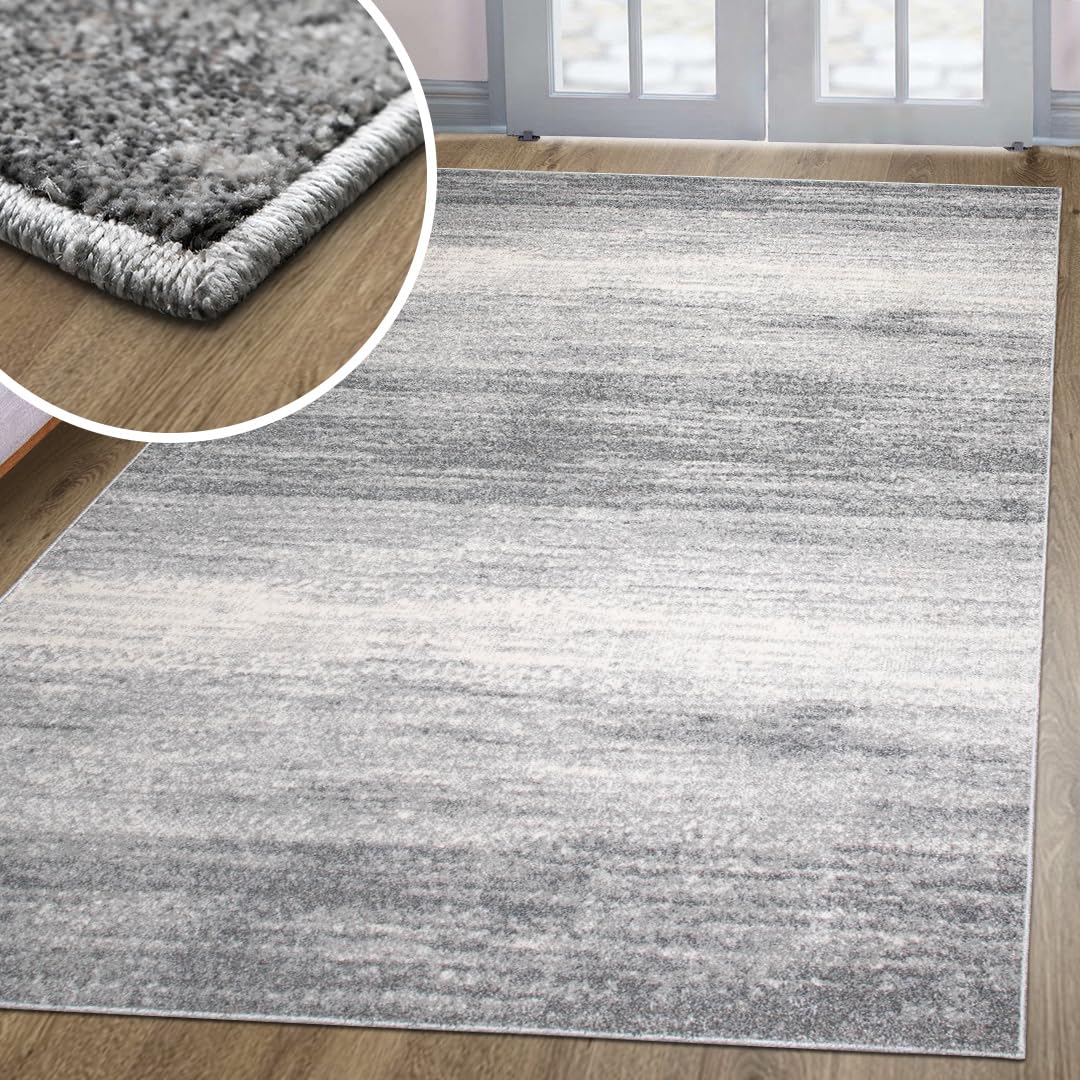 oKu-Tex Designer Teppich, Wohnzimmerteppich Mercur, weicher Webteppich grau meliert, modernes Design, 80 x 150 cm, Schadstofffrei nach Öko-Tex Standard 100