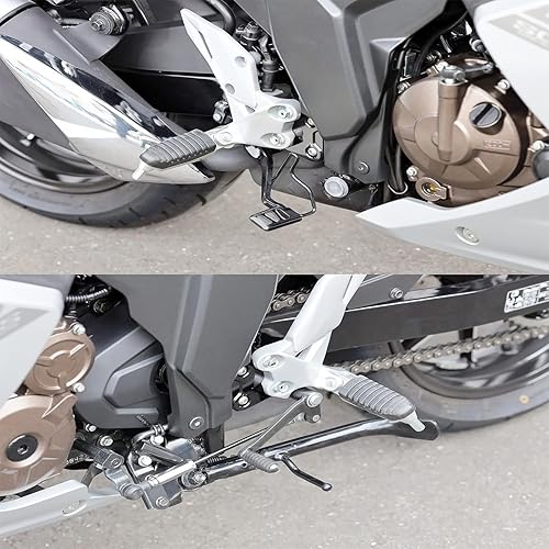 Vista 3 de Accesorios para motos Estriberas delanteras Reposapiés ajustables compatible con Suzuki GIXXER SF250 250 SF/GIXXER 250 2019-20-21-2022 (negro)
