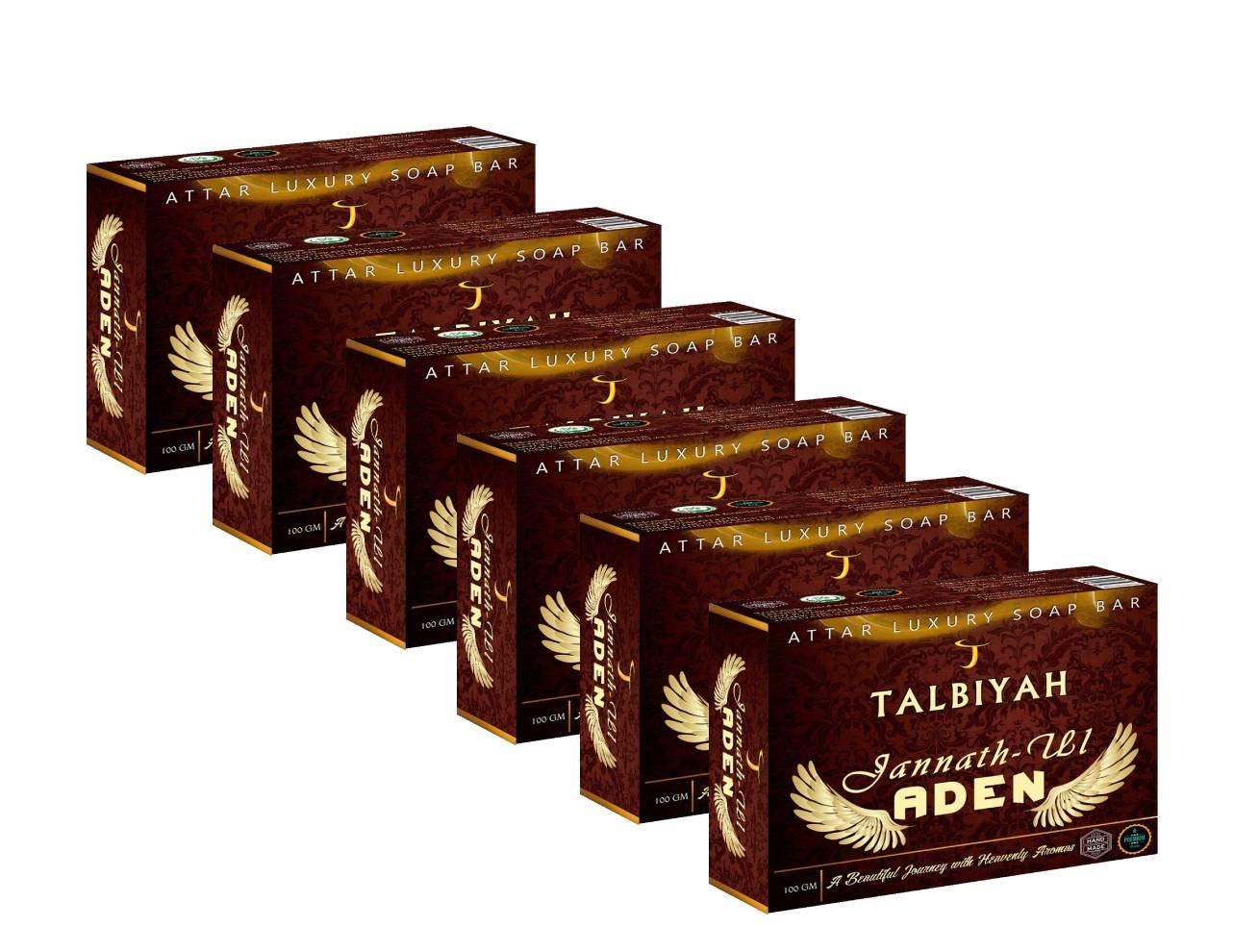Talbiyah Jannath-ul Aden Attar Luxury soap Bar | Hand Made and Halal certified Soap (Pack of 6)