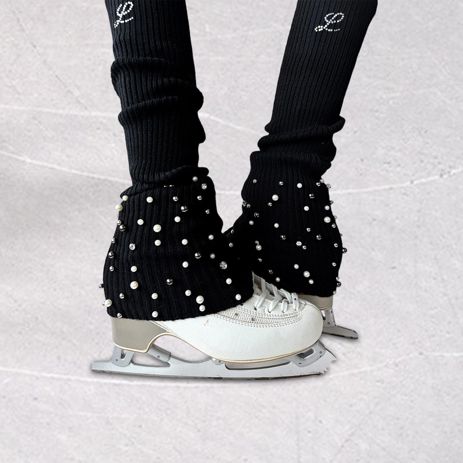 predolo Calentadores de Piernas Patinaje Calcetines Termales Patinaje sobre Hielo Tejido Antideslizante Diseño Elástico para Niñas Mujeres Uso en Patinaje