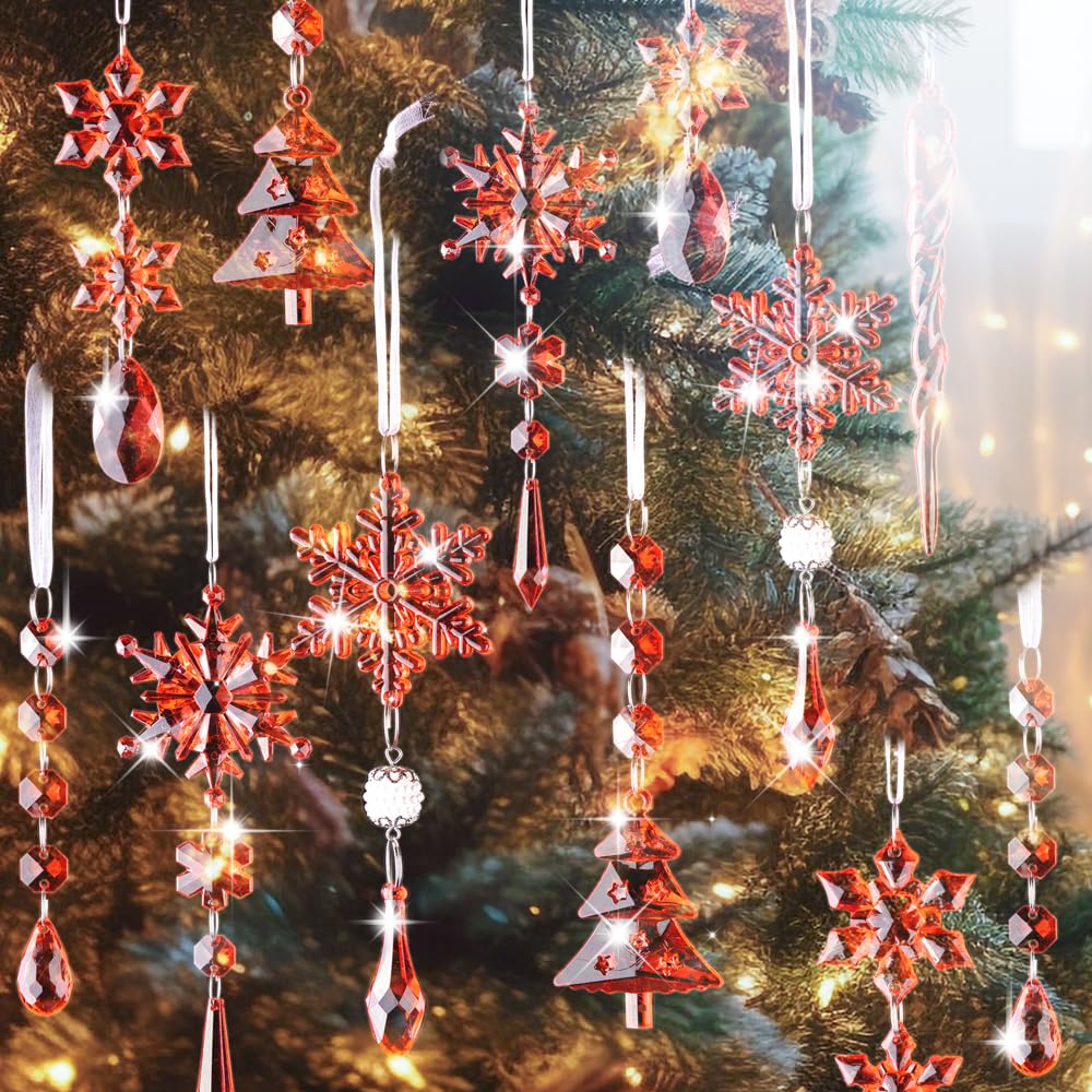 Lanpn 26pcs Crystal Acrylic Christmas Ornaments Christmas Tree Decorations