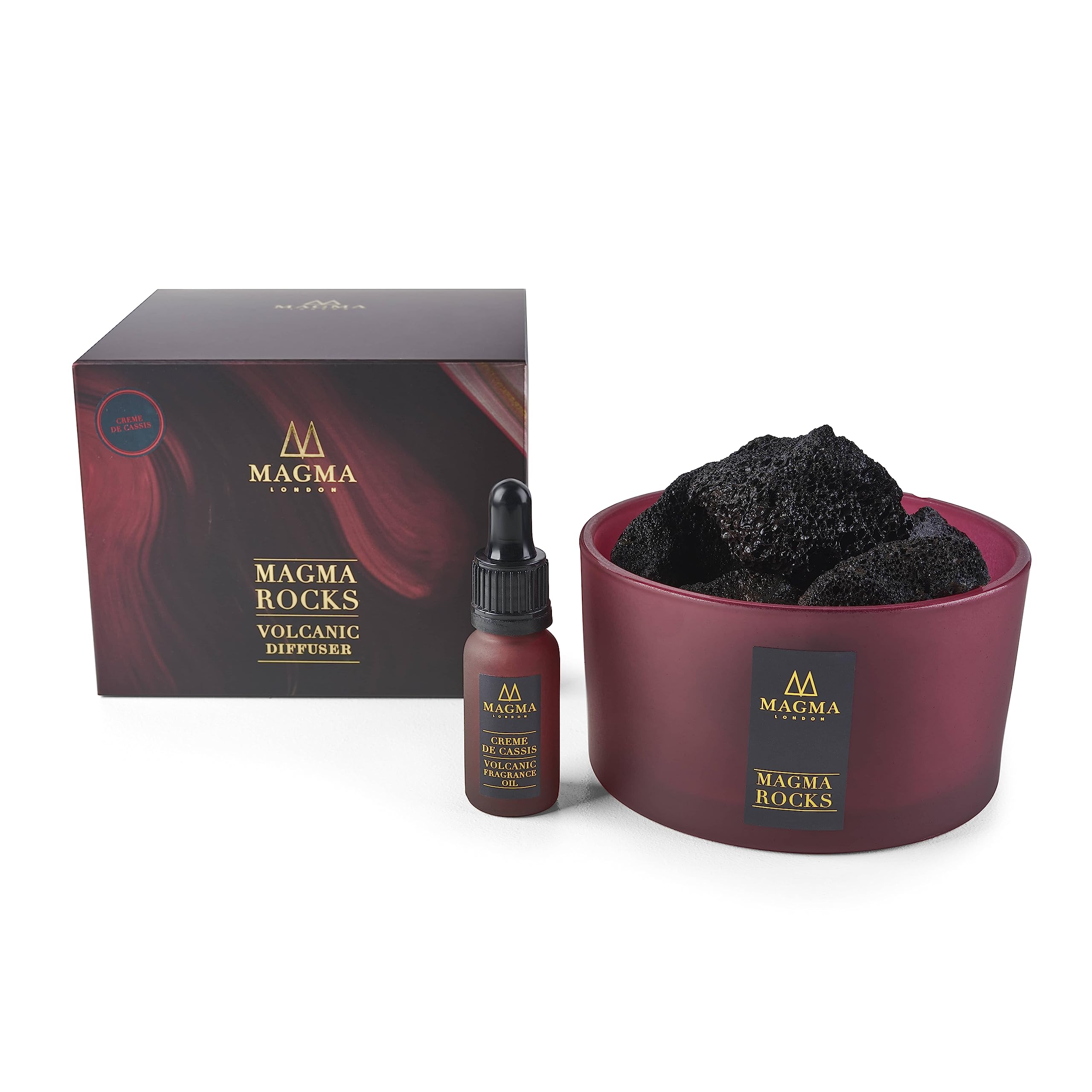 Magma London - Volcanic Rocks Essential Oil Diffuser - Creme de Cassis Home Fragrance - Long Lasting Organic Aroma Stones 15ml