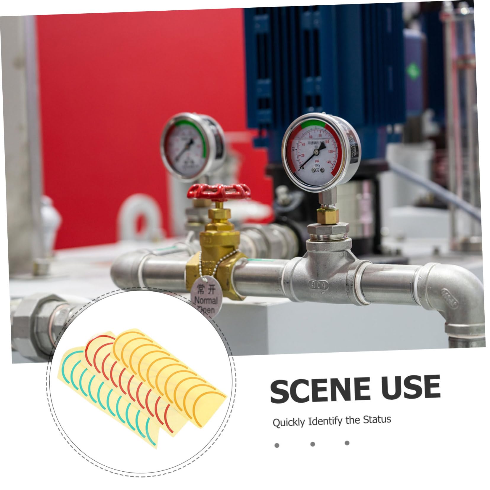 Didiseaon Pegatinas Taller Industrial Hojas Redondas Resistente Calcomanía Adhesiva Identificación Color Agua Manómetro Presión