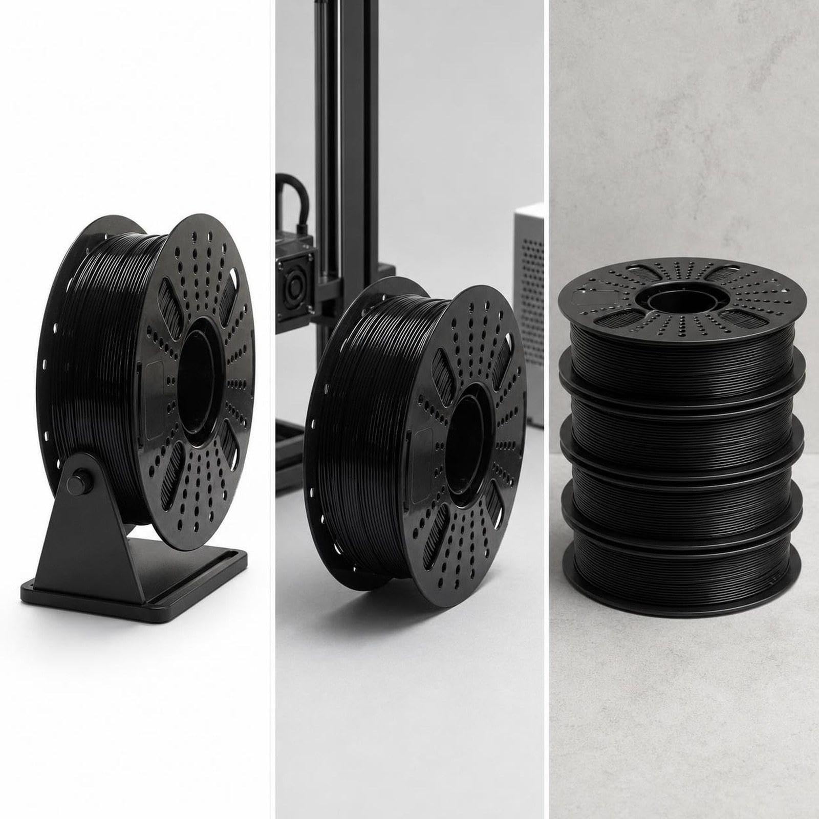 Filamento para Impresora 3D, filamento PETG, Accesorio Rendimiento, Suministros para impresión 3D, Material Alta precisión 1,75 mm, 1, Negro