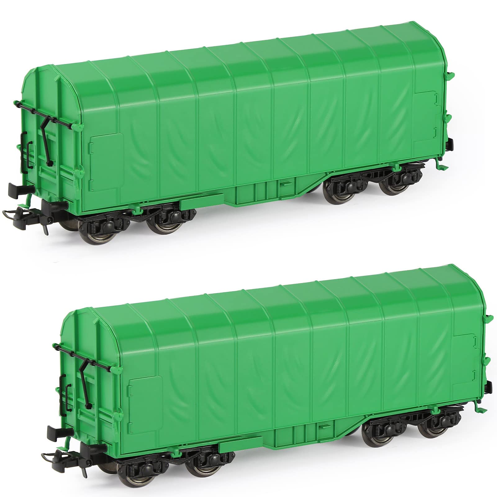 Evemodel 2 pezzi pista H0 1:87 modello trasporto ferroviario Wagon materiale rotabile carrello ferroviario paesaggistico (verde)