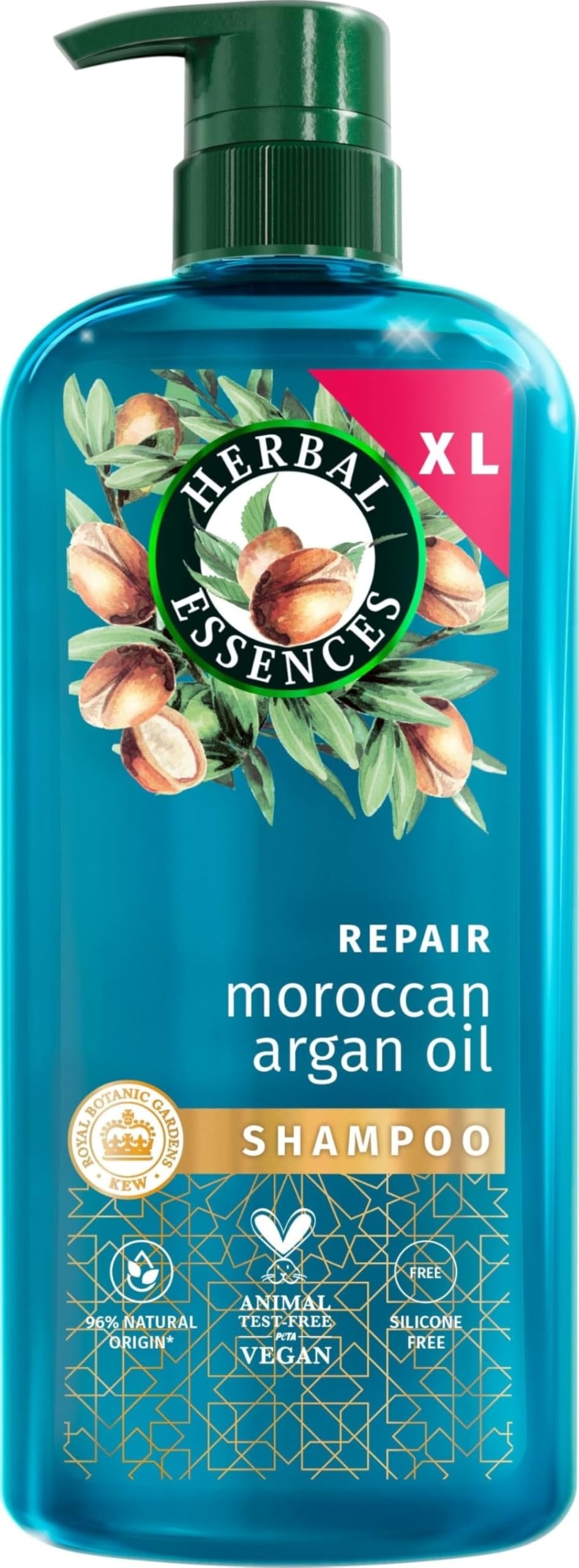 Herbal Essences Repair Moroccan Argan Oil Shampoo 650ml for Damaged Hair. Intense Nourishment for Softer, Smoother Hair. With Pure Argan Oil. Silicone-Free, Vegan and Cruelty Free