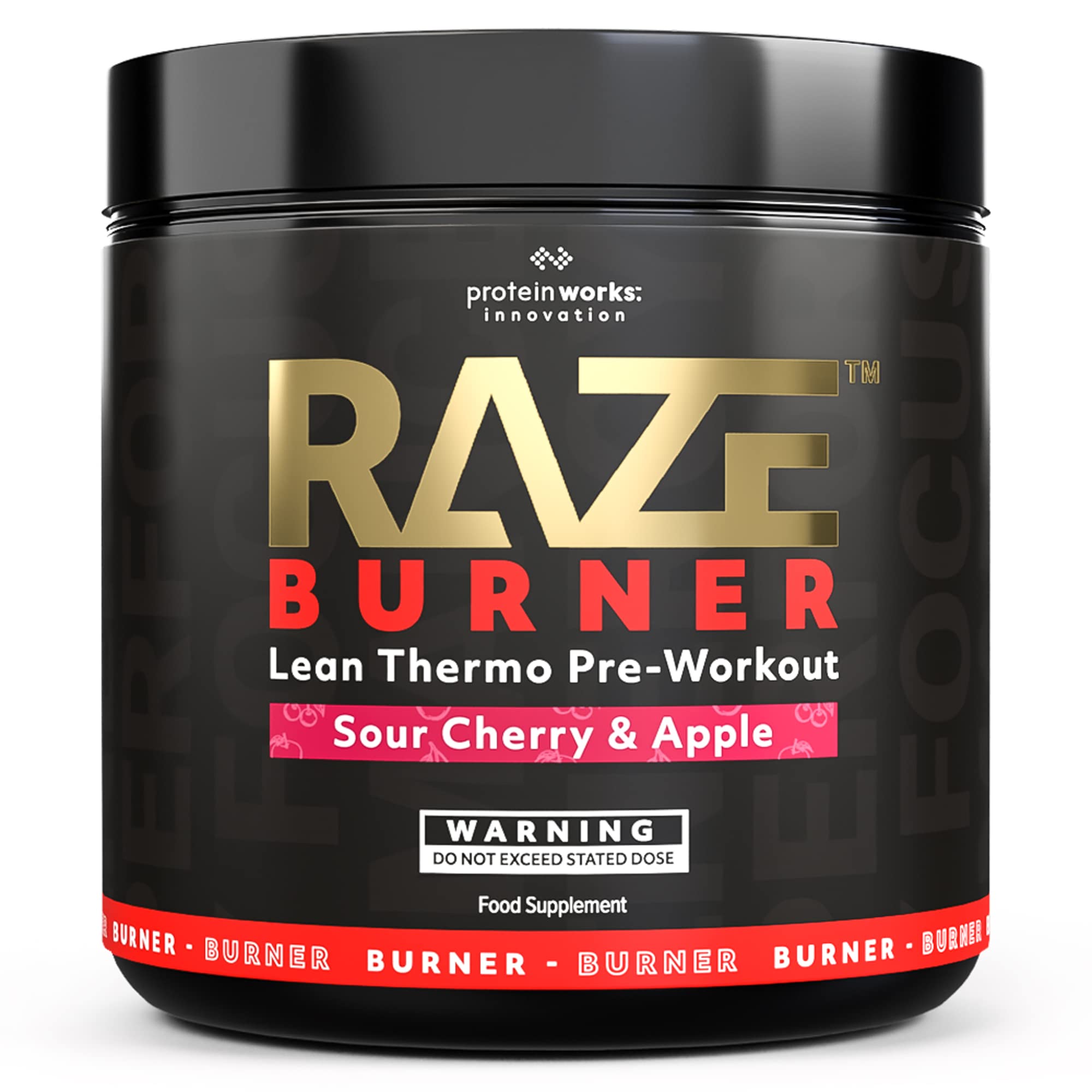 Protein Works - Raze Burner Pre Workout Powder | Thermogenic | Caffeine, Carnitine & Tyrosine | Sour Cherry & Apple | 30 ServingsProtein Works - Raze Burner Pre Workout Powder | Th…
