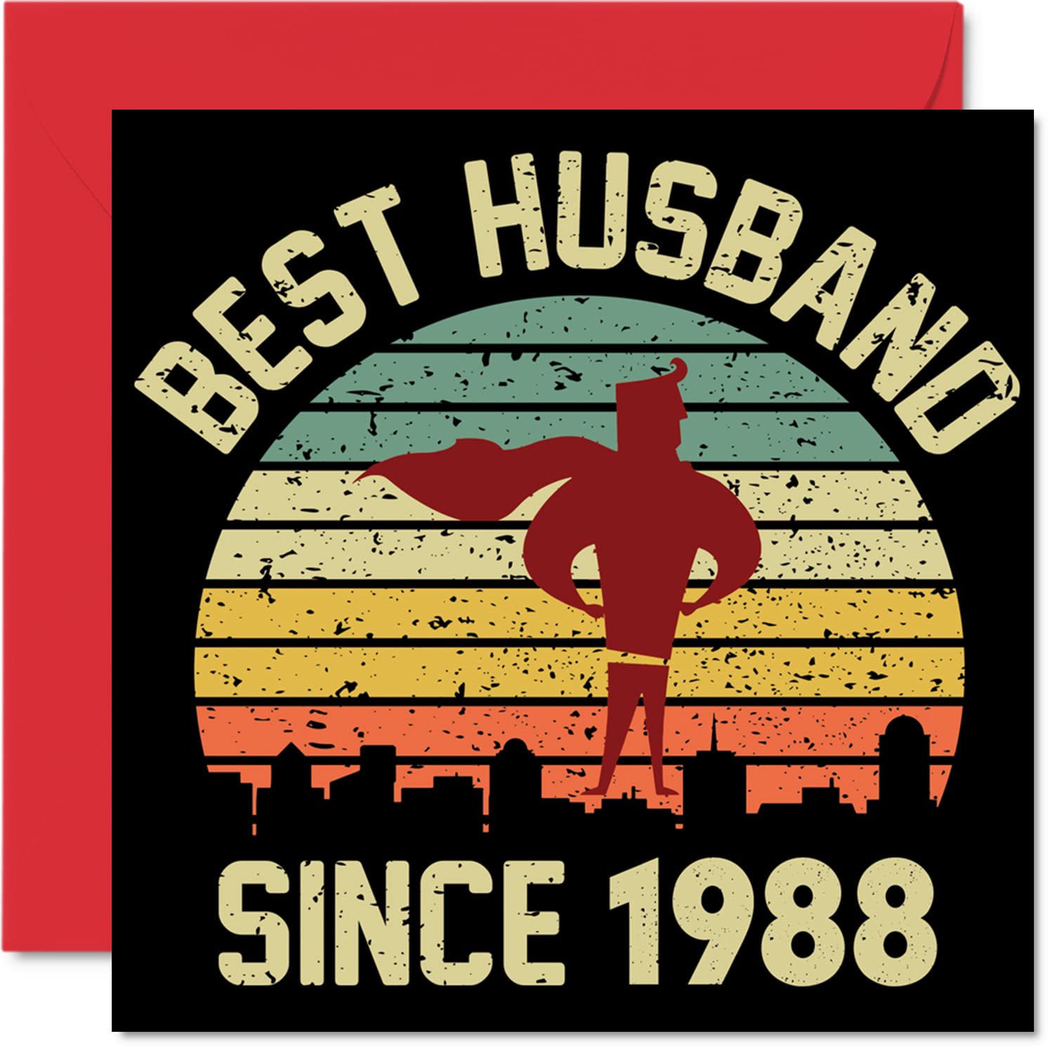 38th Anniversary Card for Husband from Wife - Best Husband Since 1988 - I Love You Gifts, Happy 38th Wedding Anniversary Cards for Partner, 145mm Greeting Cards Anniversaries