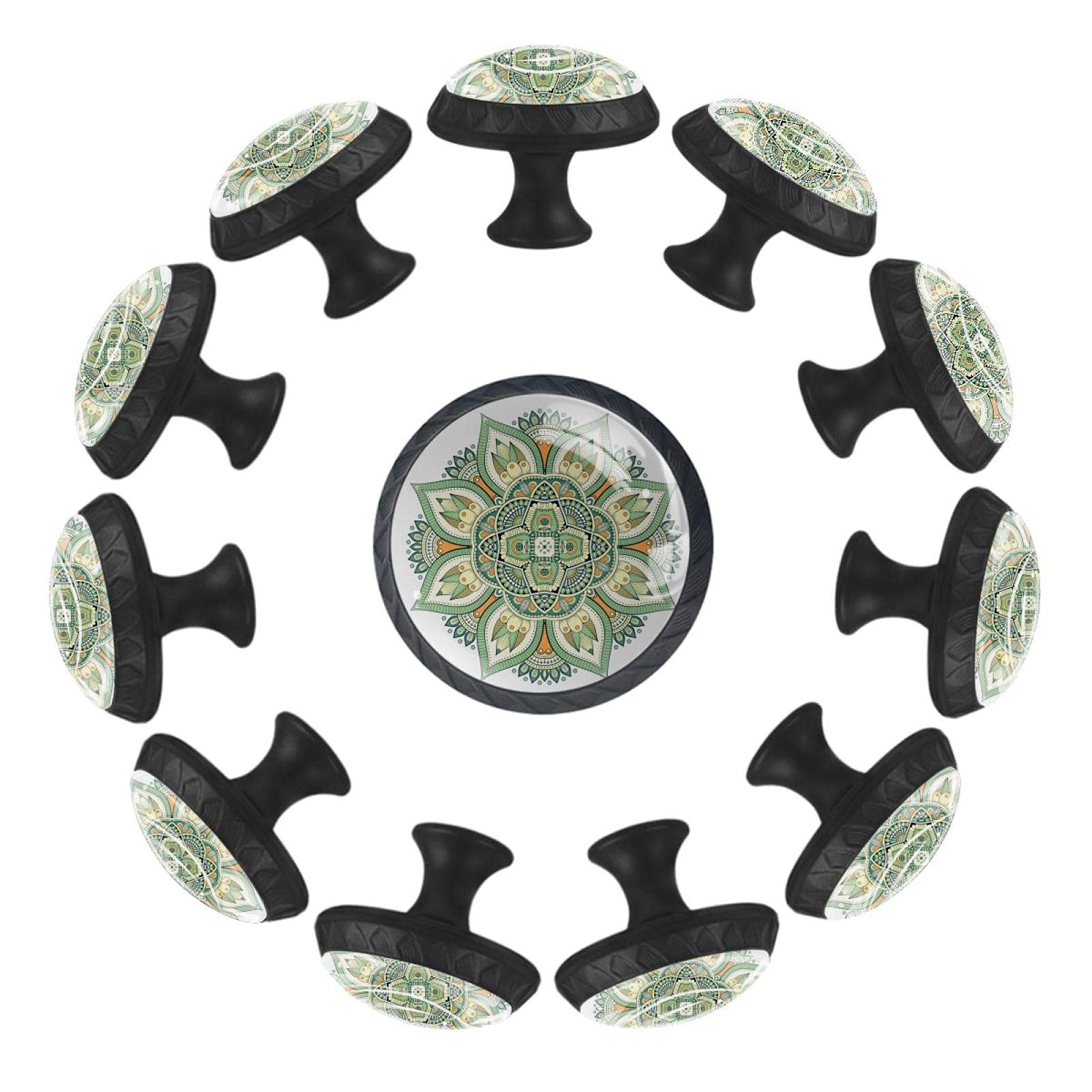 Boutons de tiroir mandala vert 35 mm pour relooker la commode de chambre