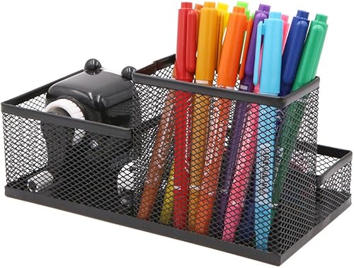 Miniatura 4 de Organizador de escritorio multifuncional con diseño de malla metálica con alambre, organizador de escritorio, soporte para bolígrafo, estuche para