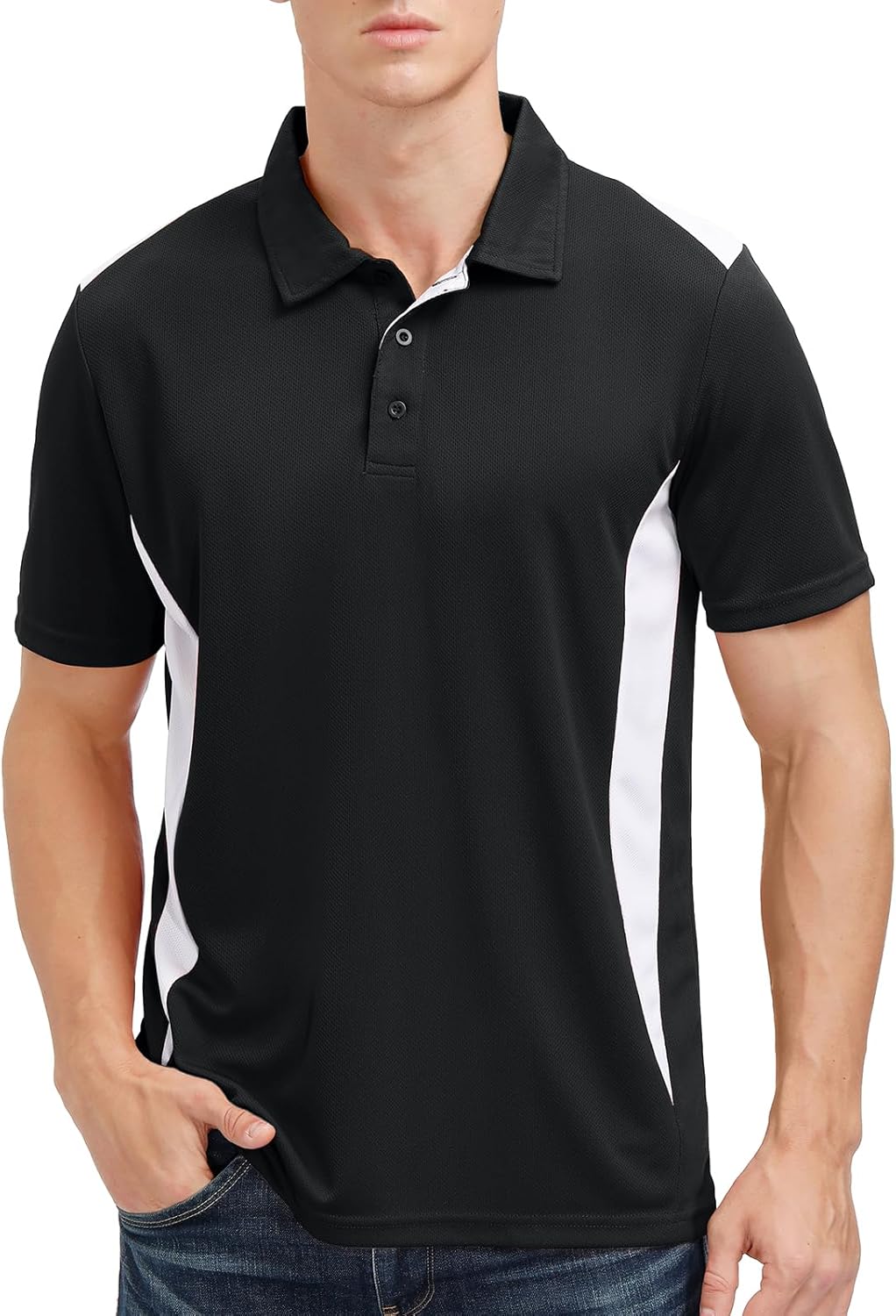 TIHEEN Mens Polo Shirts Short Sleeve Moisture Wicking Preformance Golf Shirts Big and Tall