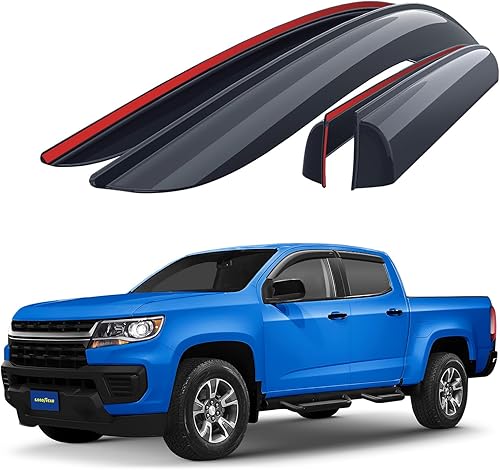 Goodyear Deflectores de ventana inastillables para Chevrolet (Chevy) ColoradoGMC Canyon 2015-2022 CrewCab, protectores de lluvia con cinta, viseras