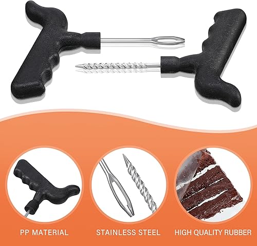 Miniatura 2 de Frienda Kit de reparación de neumáticos de 32 piezas con kit de enchufe, mango en T, herramientas de reparación de neumáticos para reparar pinchazos